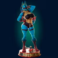Lucario Thicc Muscle Mommy Statue | Pokemon Fan Art by Officer Rhu SFW,NSFW,Futa 3d printed statue,3d printed,nsfw statue,futa statue,Lucario statue,Pokemon statue,futa figurines,futanari figurines,futanari statue