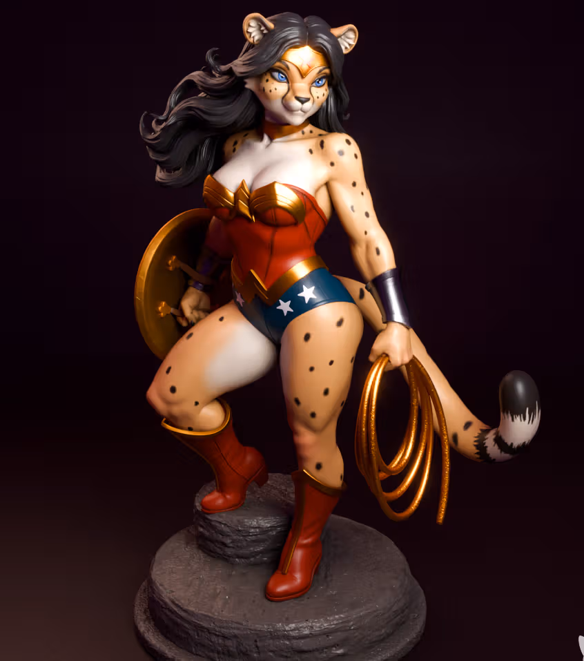 Estatua Anthro Wonder Woman Furry | DC Fan Art por mowmaw SFW 3d printed,3d printed statue,Wonder Woman statue,DC statue,furry statue