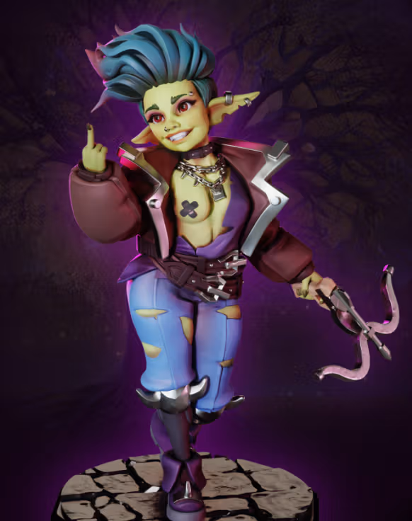 Flinty the Punk Goblin Miniature | DnD Fan Art by Gaz Minis SFW,NSFW 3d printed,miniature,dnd miniature,Flinty the Punk Goblin,3d printed miniature,nsfw miniature