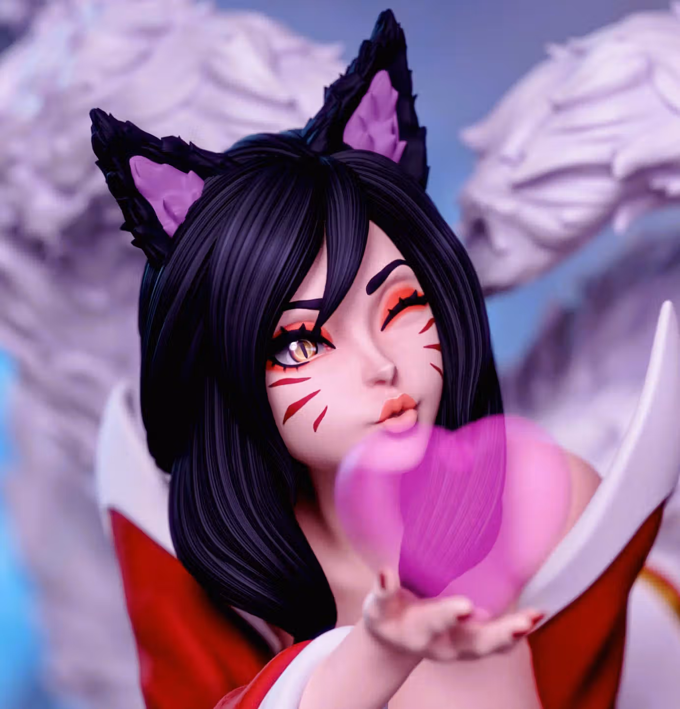 Ahri Statue | League of legends Fan Art by Momoji3d SFW,NSFW 3d printed statue,3d printed,nsfw statue,Ahri statue,League of legends statue