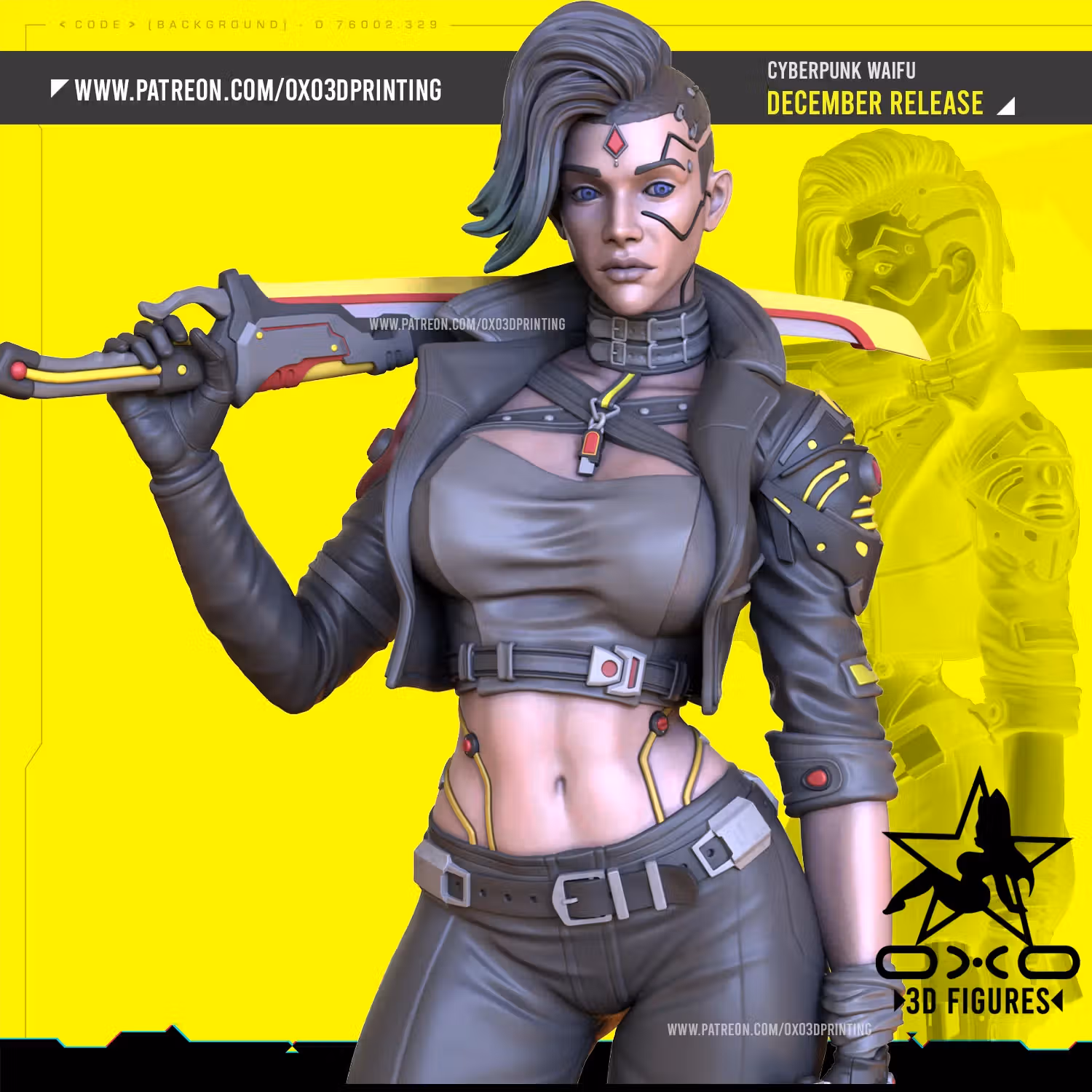 CyberPunk Waifu Statue | Cyberpunk2077 Fan Art by OXO3D SFW,NSFW 3d printed,3d printed statue, CyberPunk Waifu statue, CyberPunk statue,nsfw statue