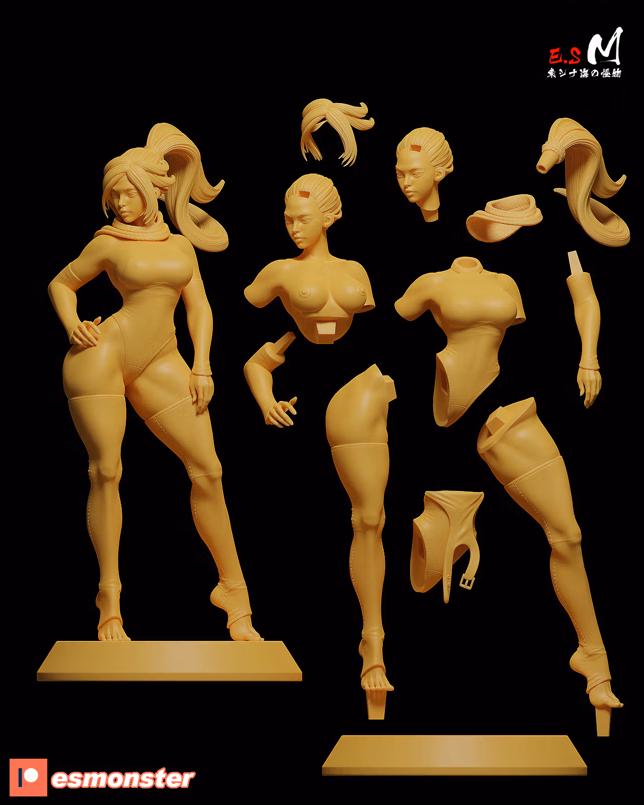 Yoruichi Shihouin P2 Statue | Bleach Fanart von E.S Monster SFW,NSFW 3d printed statue,3d printed,nsfw statue,3d printed figure,Yoruichi statue,Bleach statue