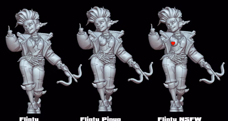 Flinty the Punk Goblin Miniature | DnD Fan Art by Gaz Minis SFW,NSFW 3d printed,miniature,dnd miniature,Flinty the Punk Goblin,3d printed miniature,nsfw miniature