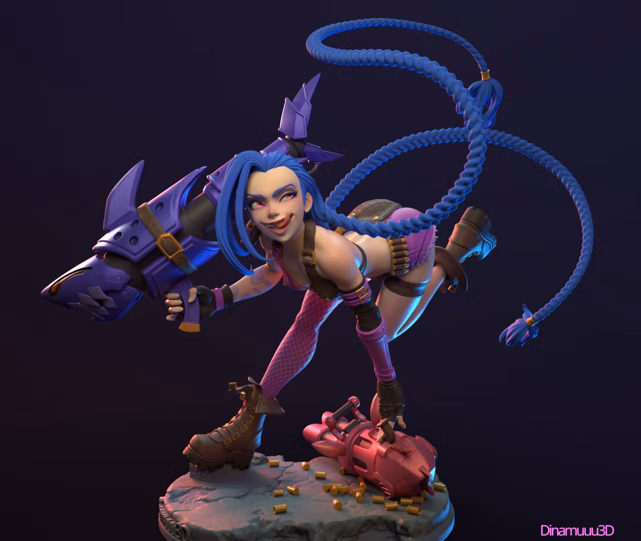 Figura Jinx | Arcane Fanart autorstwa Dinamuuu3d SFW 3d printed statue,3d printed,Jinx Statue ,3d printed figure,Arcane statue,League of Legends Statue