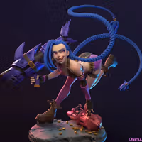Figura Jinx | Arcane Fanart autorstwa Dinamuuu3d SFW 3d printed statue,3d printed,Jinx Statue ,3d printed figure,Arcane statue,League of Legends Statue