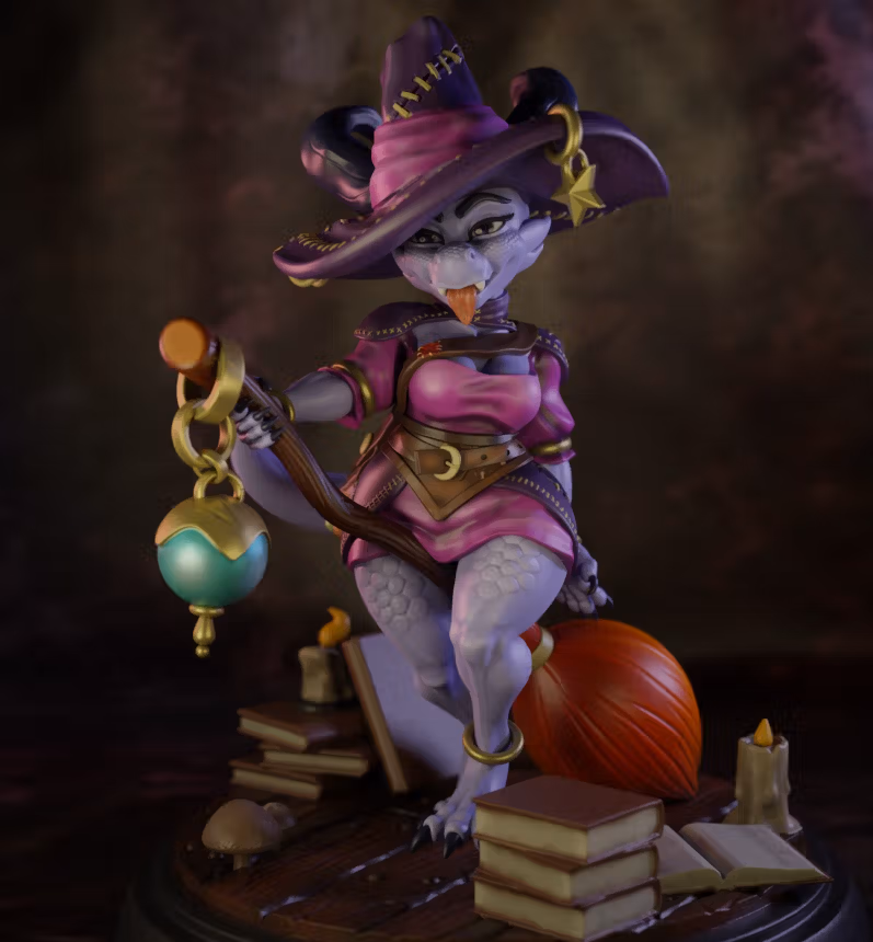 Kobold Astrology Witch Miniature | DnD Fan Art by Jigglystix SFW,NSFW 3d printed,miniature,dnd miniature,Kobold Astrology Witch,3d printed miniature,nsfw miniature