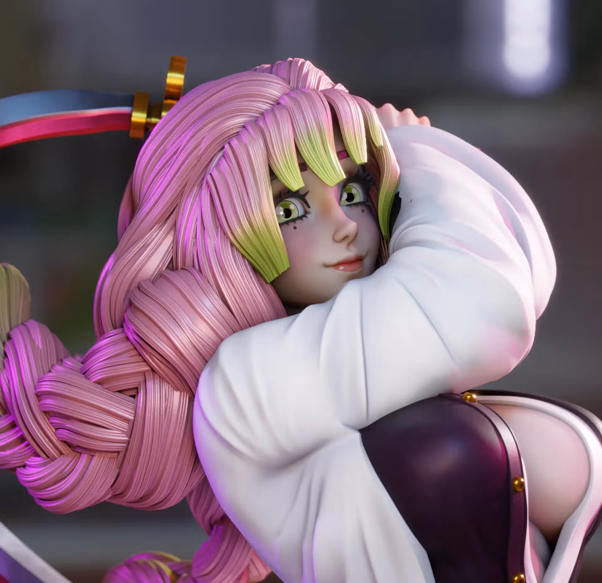 Mitsuri Kanroji Statue | Demon Slayer Fan Art by 3Dmoonn SFW,NSFW 3d printed,3d printed statue,Mitsuri Kanroji Statue,Demon Slayer statue,nsfw statue