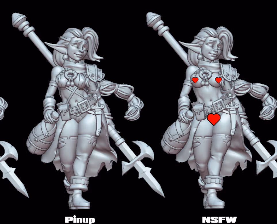 Halberd welder Jillie Goblin Miniature | DnD Fan Art by Gaz Minis SFW,NSFW 3d printed,miniature,dnd miniature,Halberd welder Jillie Goblin,3d printed miniature,nsfw miniature