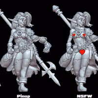 Halberd welder Jillie Goblin Miniature | DnD Fan Art by Gaz Minis SFW,NSFW 3d printed,miniature,dnd miniature,Halberd welder Jillie Goblin,3d printed miniature,nsfw miniature