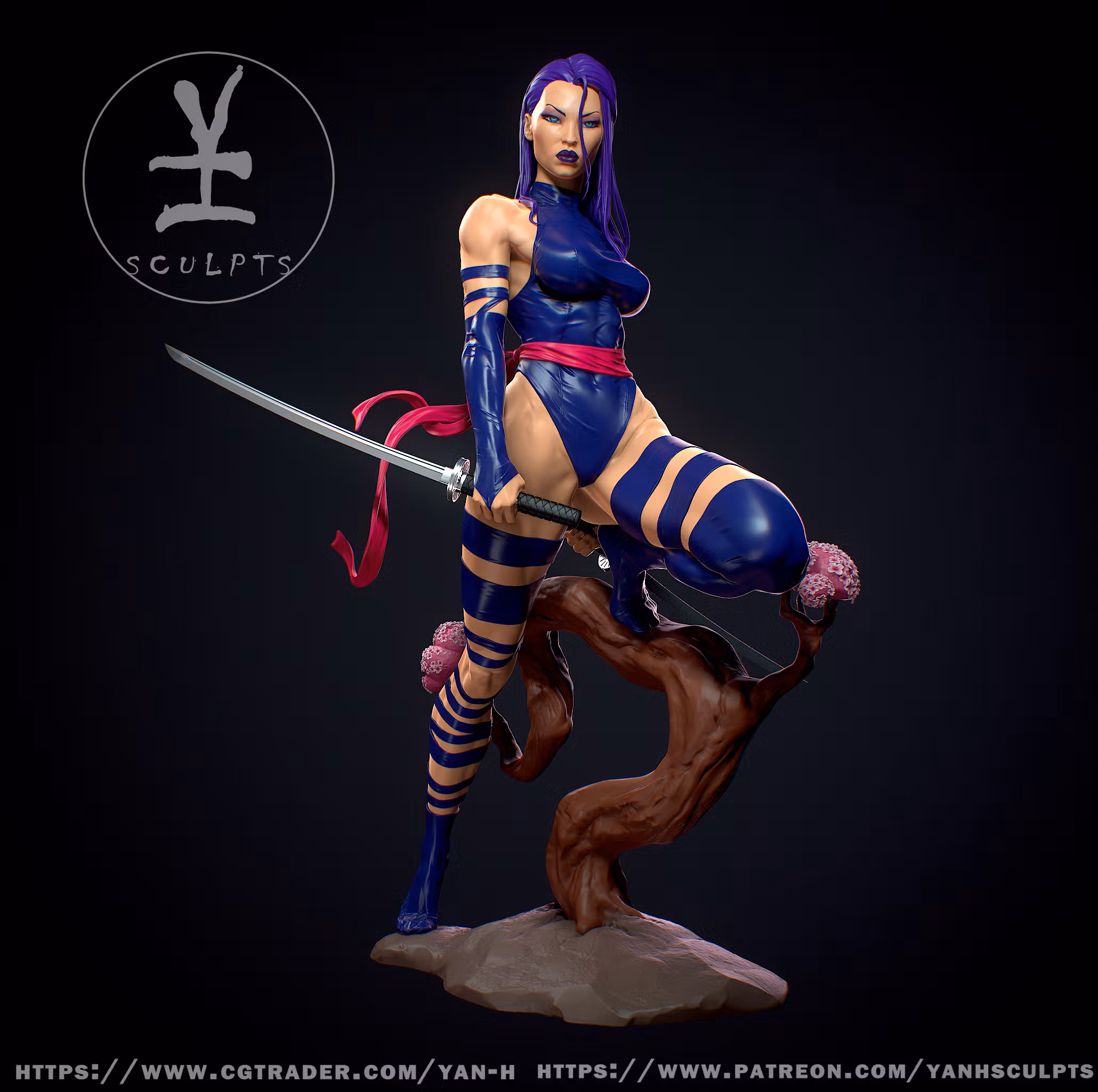 Psylocke Statue | X-Man Fanart von Yan-H SFW,NSFW 3d printed,3d printed statue,nsfw statue,3d printed figure,Psylocke statue,X-Man statue