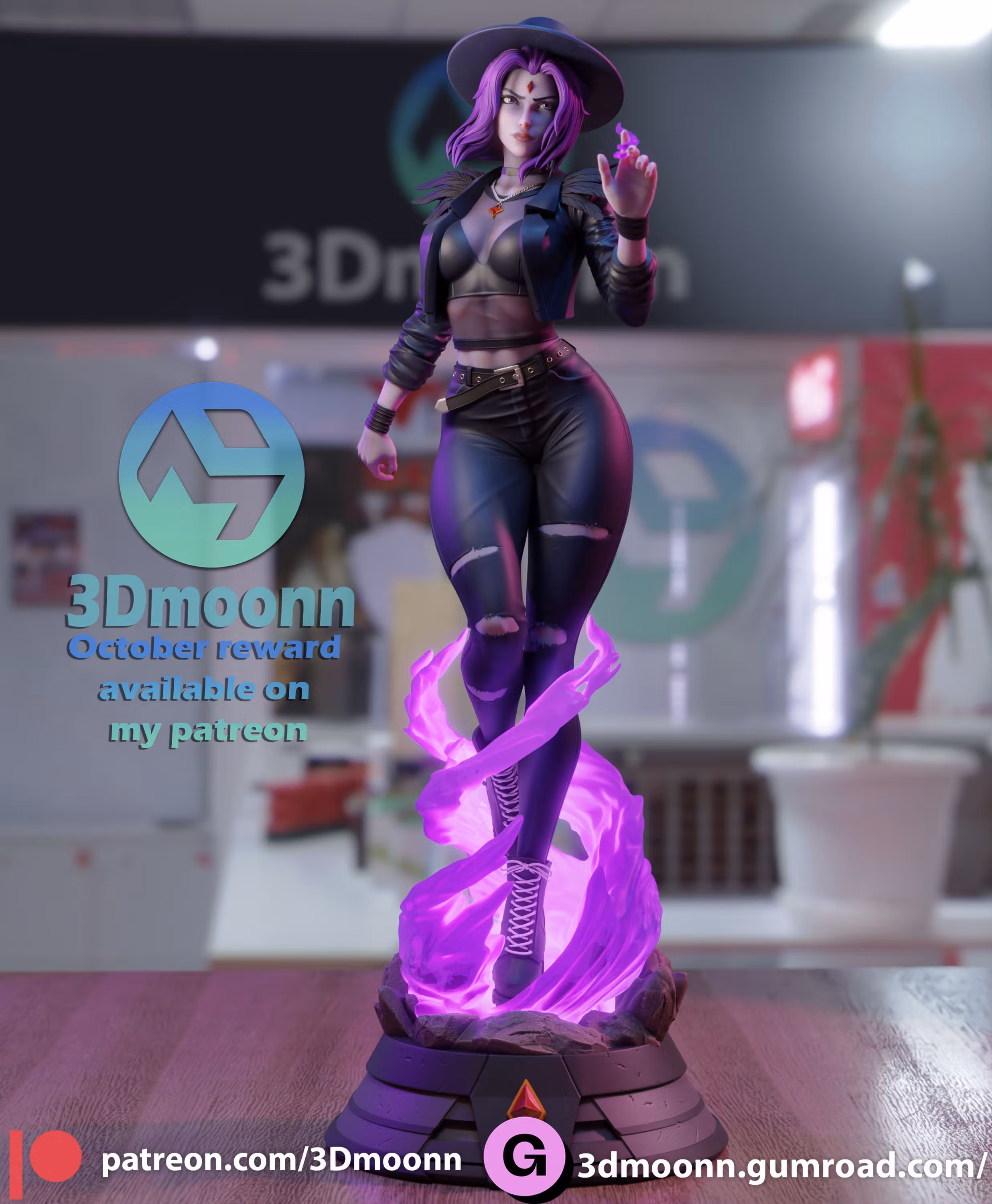 Raven Statue | DC Fan Art by 3Dmoonn SFW,NSFW 3d printed statue,3d printed,nsfw statue,3d printed figure,Raven Statue,DC Statue