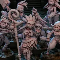 Goblin Tribe Squad v2 Miniature Pack | DnD Fan Art by Gaz Minis SFW,NSFW 3d printed,miniature,dnd miniature,3d printed miniature,nsfw miniature,Goblin Girl Team