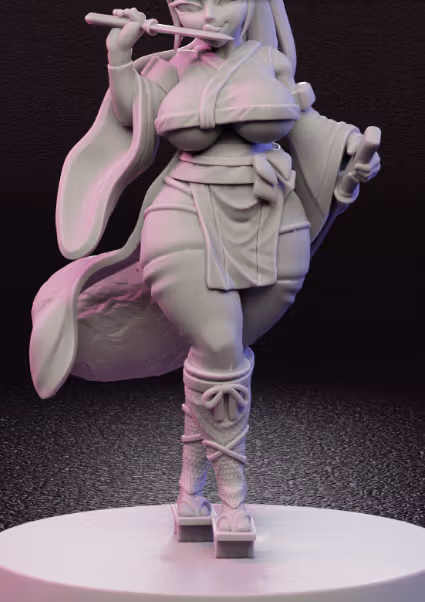 Femme Fatale Tanuki Ninja Miniature | DnD Fan Art by Jigglystix SFW,NSFW 3d printed,miniature,dnd miniature,Femme Fatale Tanuki Ninja,3d printed miniature,nsfw miniature