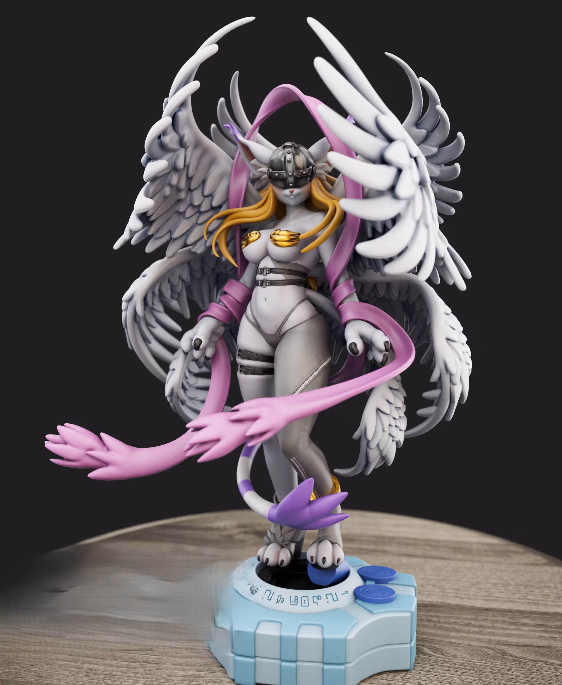Angewomon Furry Statue | Digimon Fan Art by Anyonensfw SFW,NSFW 3d printed statue,3d printed,nsfw statue,3d printed figure,Angewomon Statue,furry statue,Digimon Statue
