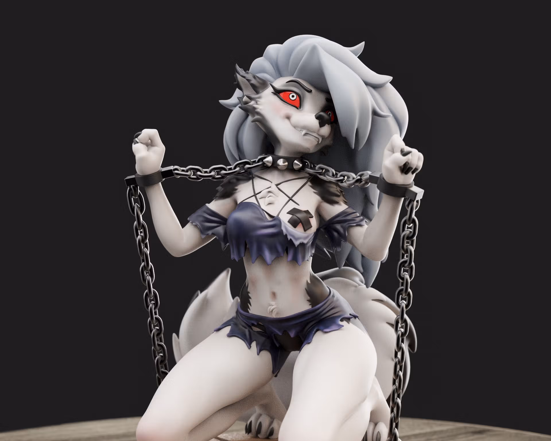 Loona Chained Statue | Helluva Boss Fan Art by Anyonensfw SFW,NSFW,Futa 3d printed statue,3d printed figure,nsfw statue,loona statue,helluva boss,futa figurines,futanari figurines,futanari statue,futa statue,furry statue