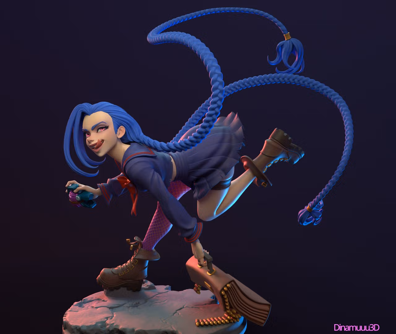 Figura Jinx | Arcane Fanart autorstwa Dinamuuu3d SFW 3d printed statue,3d printed,Jinx Statue ,3d printed figure,Arcane statue,League of Legends Statue