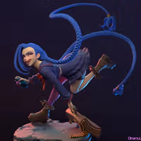 Figura Jinx | Arcane Fanart autorstwa Dinamuuu3d SFW 3d printed statue,3d printed,Jinx Statue ,3d printed figure,Arcane statue,League of Legends Statue