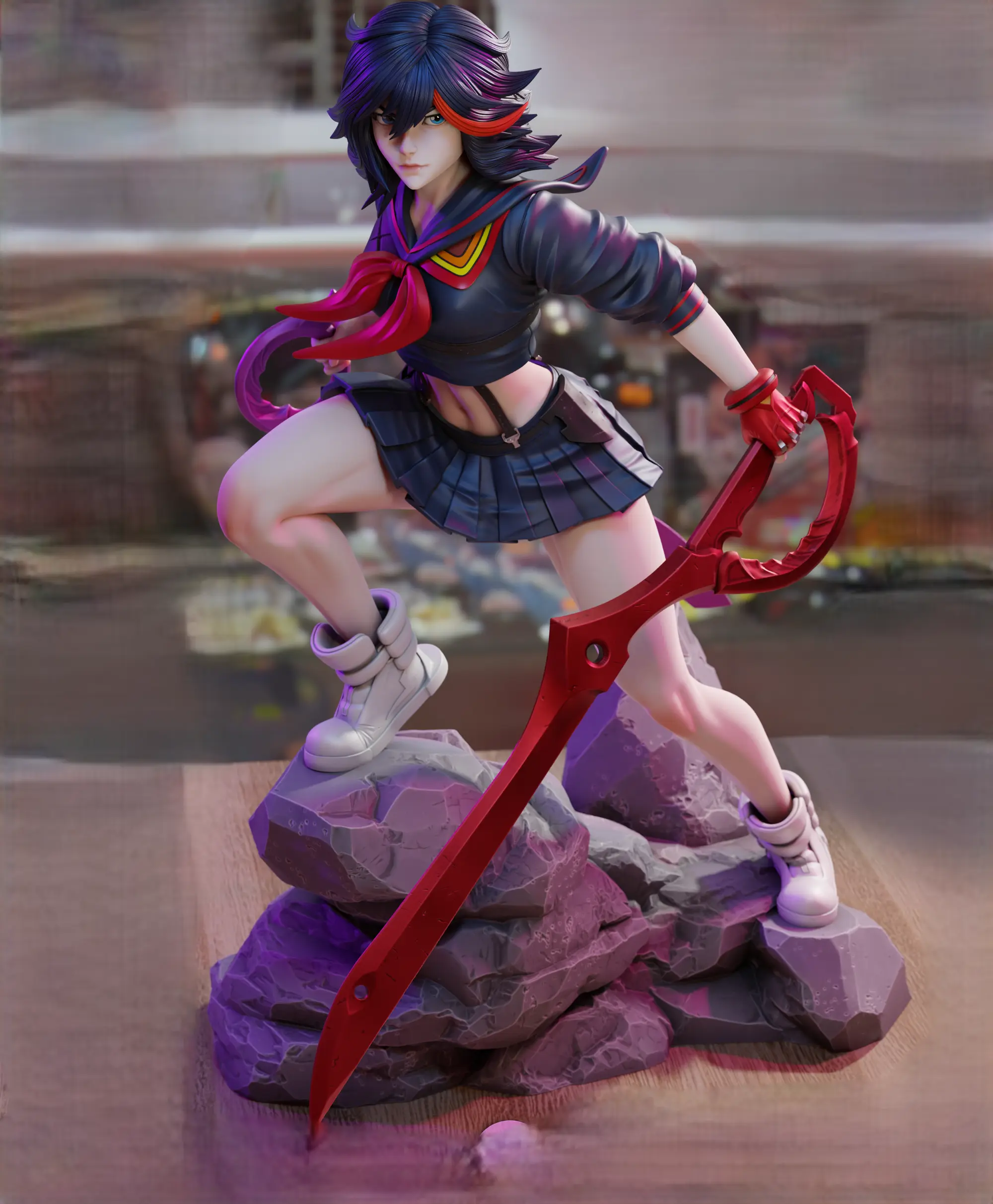 Ryuko Matoi Statue | Kill la Kill Fan Art by 3Dmoonn SFW 3d printed,3d printed statue,Ryuko Matoi Statue,Kill la Kill statue