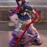 Ryuko Matoi Statue | Kill la Kill Fan Art by 3Dmoonn SFW 3d printed,3d printed statue,Ryuko Matoi Statue,Kill la Kill statue