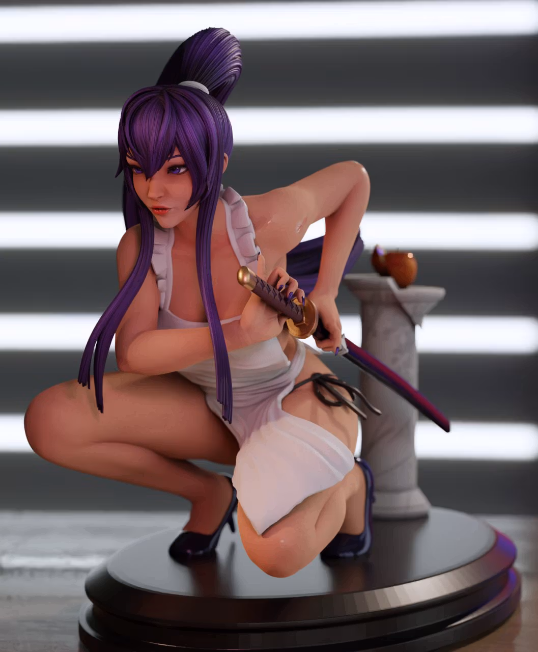 Saeko Busujima Statue | Highschool of the Dead Fan Art by Momoji3d SFW,NSFW 3d printed,3d printed statue,nsfw statue,Saeko Busujima statue,Highschool of the Dead statue