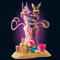 Espeon and Umbreon Eevee Statue | Pokemon Fan Art by Officer Rhu SFW,NSFW,Futa 3d printed,Espeon and Umbreon statue,futa statue,pokemon statue,furry statue,nsfw statue,futa figurines,futanari figurines,futanari statue