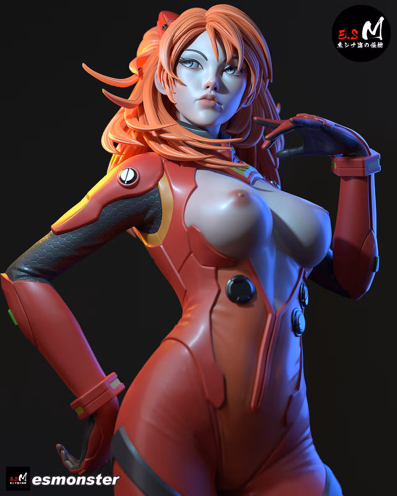 Auska Statue | Evangelion Fan Art by E.S Monster SFW,NSFW 3d printed statue,3d printed,nsfw statue,3d printed figure,Auska Statue,Evangelion Statue