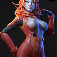 Auska Statue | Evangelion Fan Art by E.S Monster SFW,NSFW 3d printed statue,3d printed,nsfw statue,3d printed figure,Auska Statue,Evangelion Statue