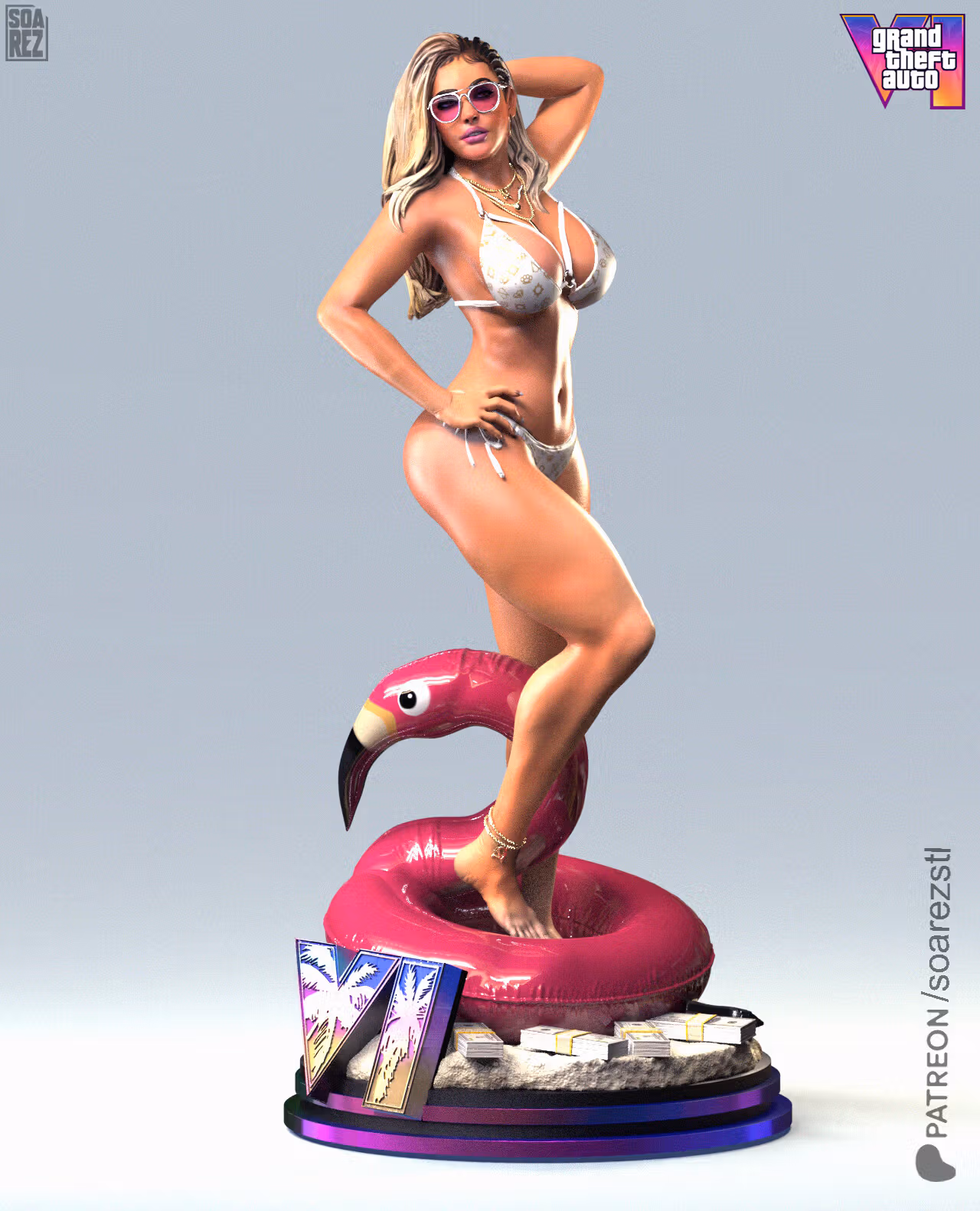 Lucia Statue | GTA 6 Fanart von Pop Totem SFW 3d printed statue,3d printed,3d printed figure,Lucia statue,gta statue