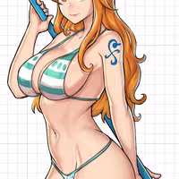 Nami Sticker | One Piece Vinyl Sticker SFW,NSFW sfw sticker,Nami sticker,nsfw sticker,One Piece stickers,anime girl sticker
