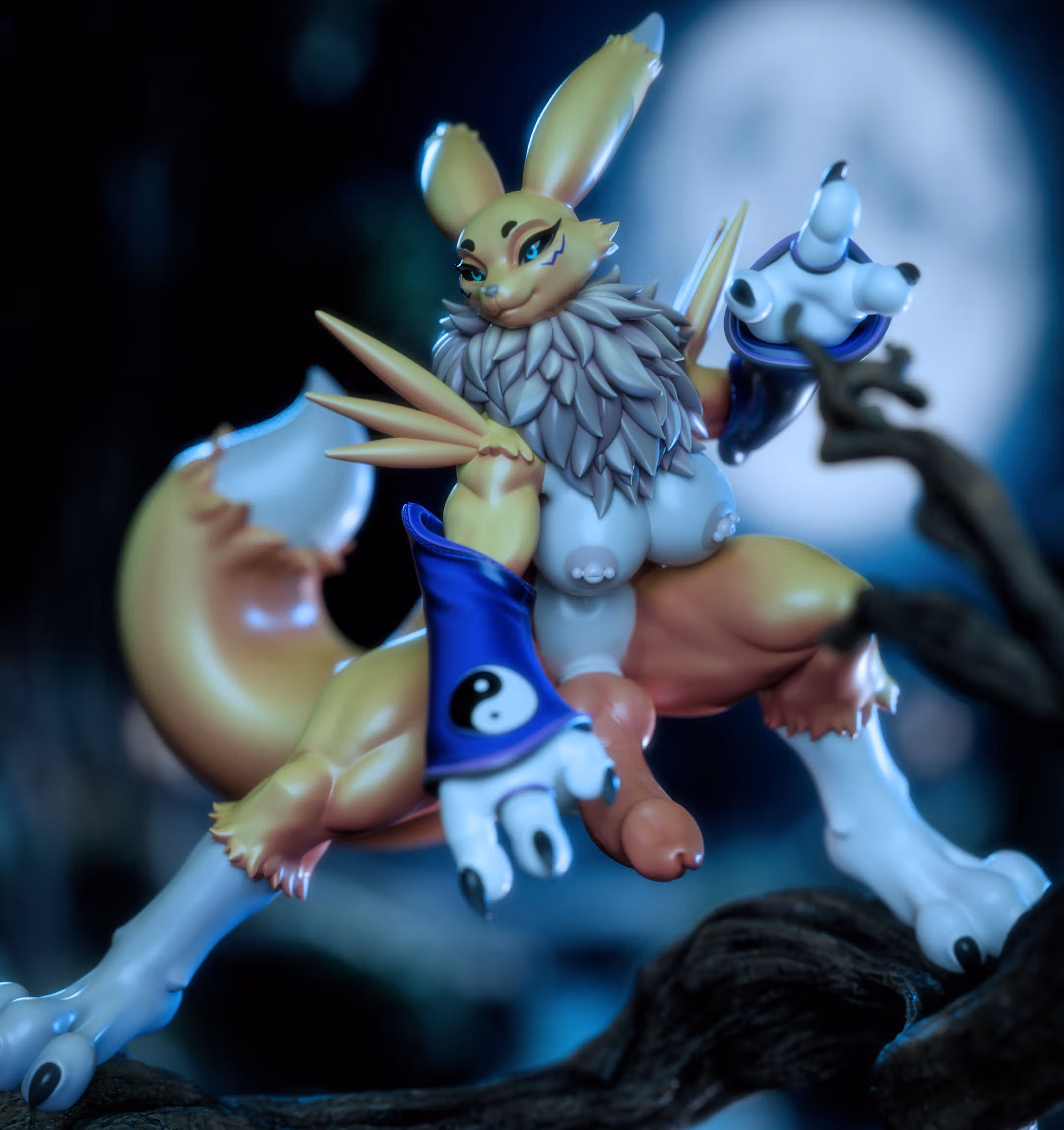 Renamon Furry Tree Statue | Digimon Fan Art by Gatsu SFW,NSFW,Futa 3d printed statue,3d printed,nsfw statue,futa statue,Digimon Statue,Renamon statue,futa figurines,futanari figurines,futanari statue,furry statue
