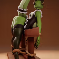 The Lusty Argonian v2 Maid Statue | Original Fan Art by Gray World NSFW 3d printed statue,3d printed,Argonian Maid Statue,dragon statue,nsfw statue,3d printed figure