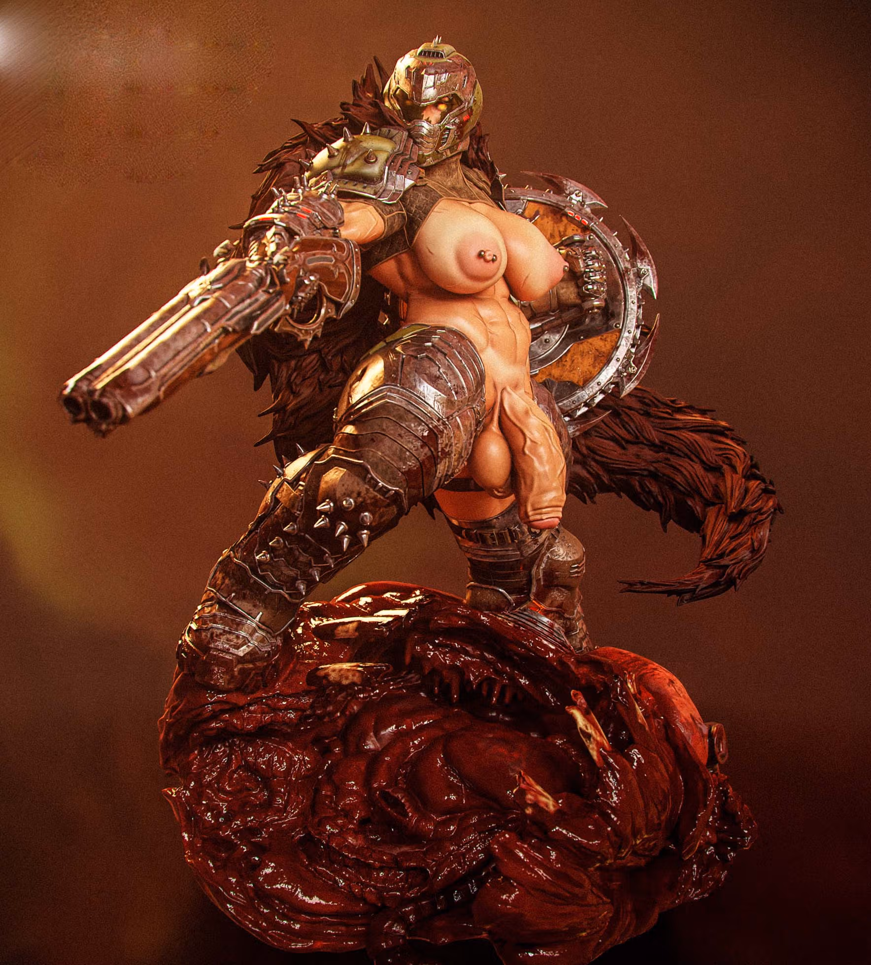 DOOM Girl Statue | DOOM Fan Art by Gatsu SFW,NSFW,Futa 3d printed statue,3d printed,nsfw statue,futa statue,DOOM Girl Statue,DOOM Statue,futa figurines,futanari figurines,futanari statue