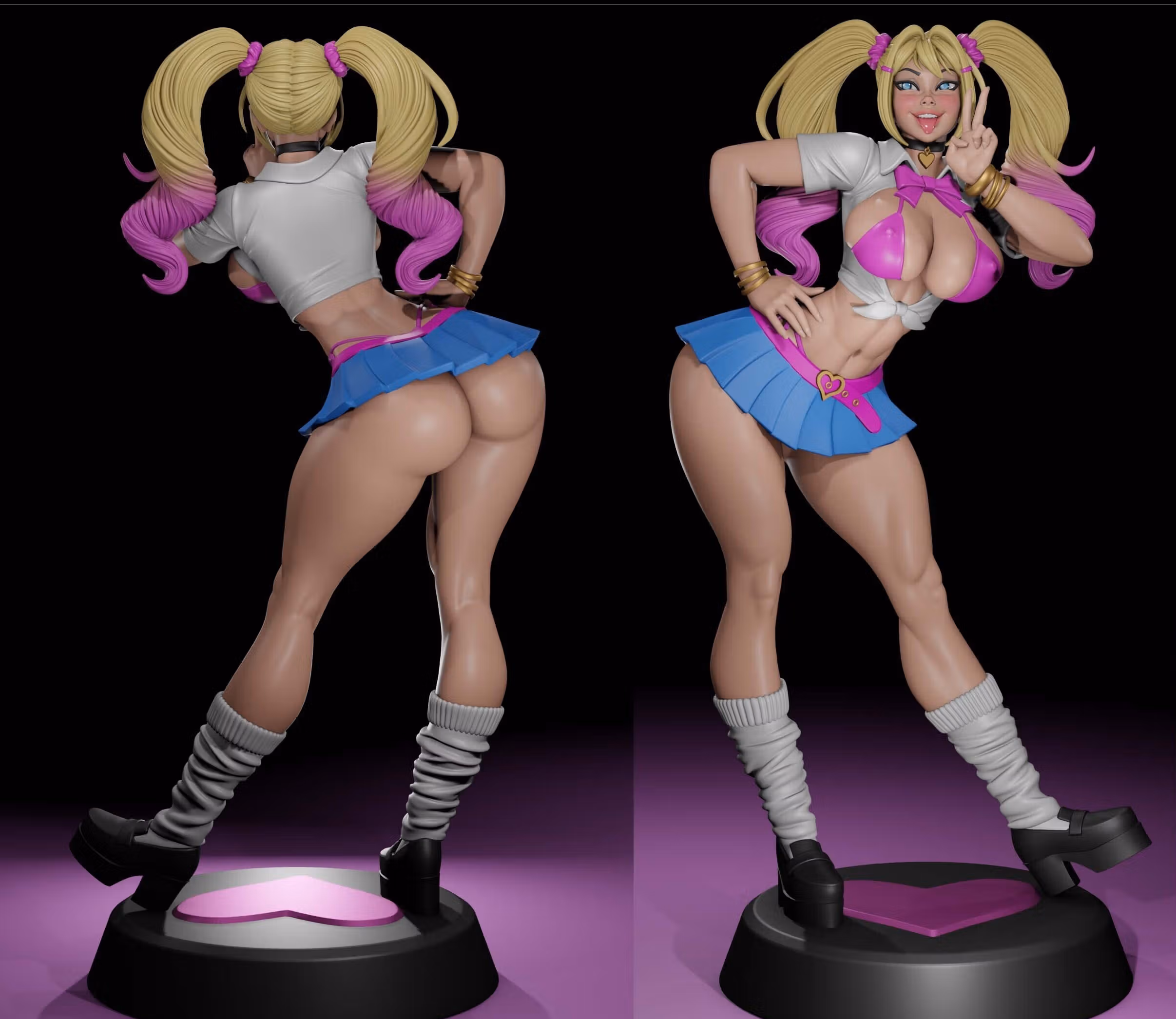 Gyaru Girl Statue | Original Fanart von Digital Dark SFW,NSFW,Futa 3d printed statue,3d printed,nsfw statue,futa statue,futa figurines,futanari figurines,futanari statue,3d printed figure,Gyaru Girl Statue ,original statue 
