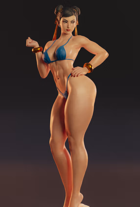 Chun-Li Bikini v2 Statue | Street Fighter Fan Art by Abe3D SFW,NSFW 3d printed statue,Chun-Li Bikini statue,street fighter statue,3d printed figure,3d printed,nsfw statue