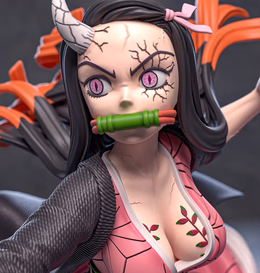 Nezuko Demon Awakened Statue | Demon Slayer Fan Art by Azerama SFW,NSFW 3d printed,3d printed statue,nsfw statue,Nezuko Demon statue,Demon Slayer statue