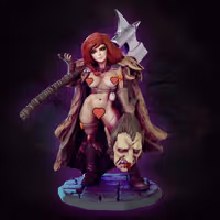Troll Hunter Tanya Red Miniature | DnD Fan Art by Gaz Minis SFW,NSFW 3d printed,miniature,dnd miniature,nsfw miniature,Troll Hunter Tanya Red,3d printed miniature