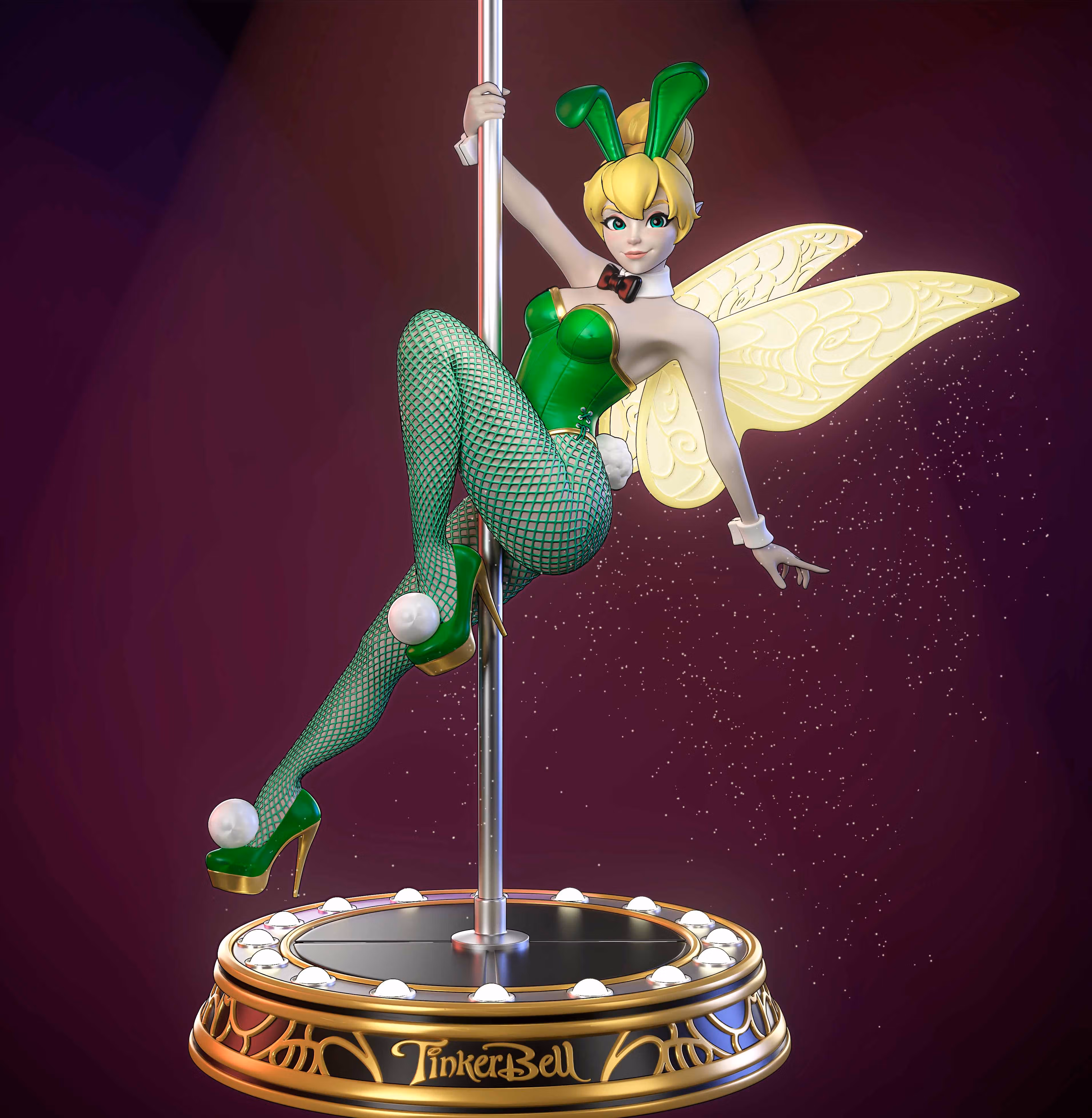 Estatua Tinker Bell Poledance | Peter Pan Fan art por Azaak3d SFW 3d printed statue,3d printed,sfw statue,Tinker Bell statue,Peter Pan Statue