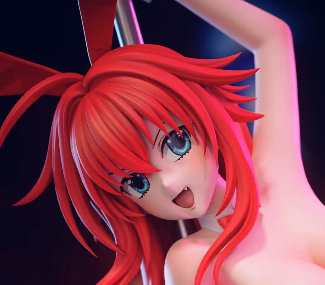 Rias Gremory Pole Dancer Statue | High School DxD Fan Art by EggmaStudios SFW,NSFW 3d printed statue,3d printed,3d printed figure,High School DxD Statue,Rias Gremory Statue,nsfw statue