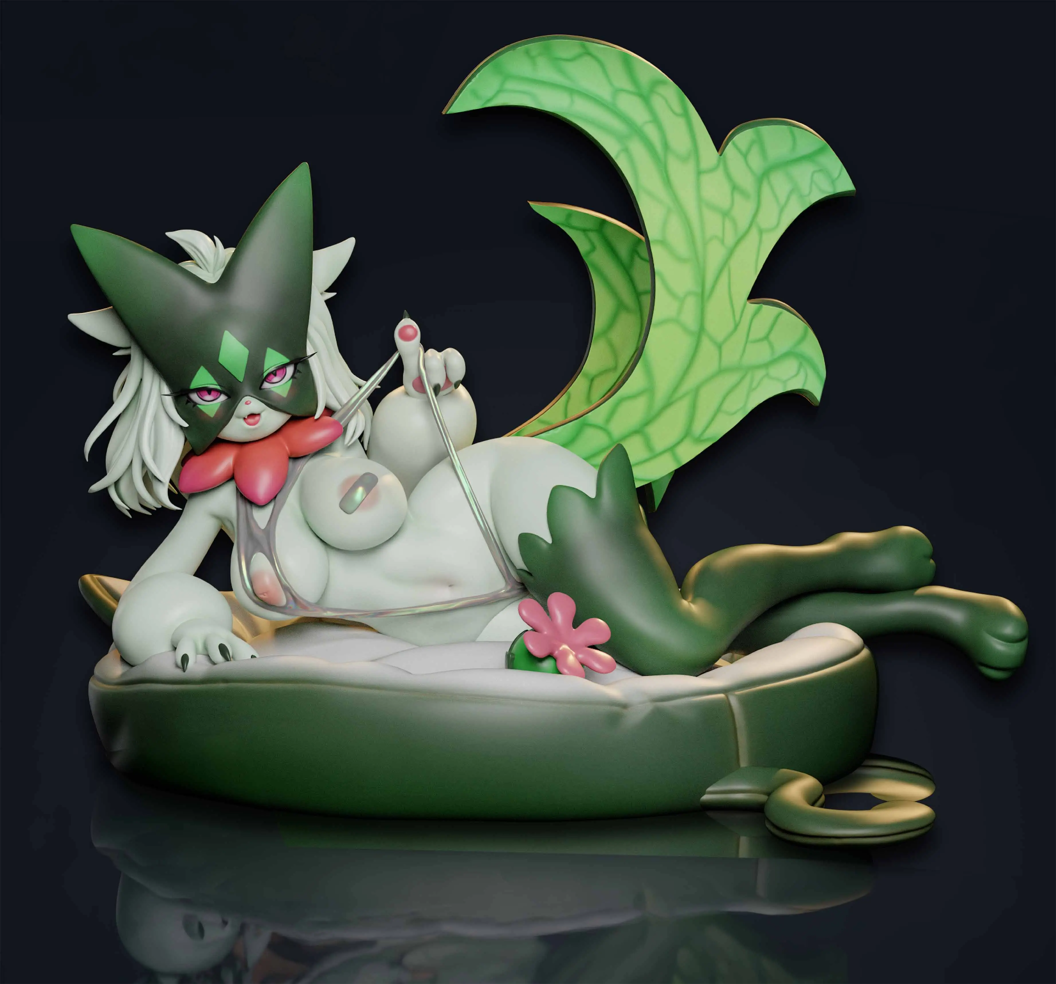 Statua Luscious Meowscarada Furry | Pokemon Fan art di Onagaba SFW,NSFW 3d printed statue,3d printed,3d printed figure,Meowscarada Statue,Pokémon Statue,nsfw statue,furry statue