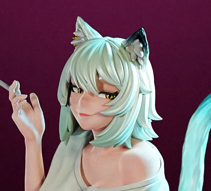 Yani Neko Statue | Chainsmoker Cat Fan Art by PEACHFIGURE SFW,NSFW 3d printed statue,3d printed,nsfw statue,3d printed figure,Chainsmoker Cat statue,Yani Neko statue,furry statue