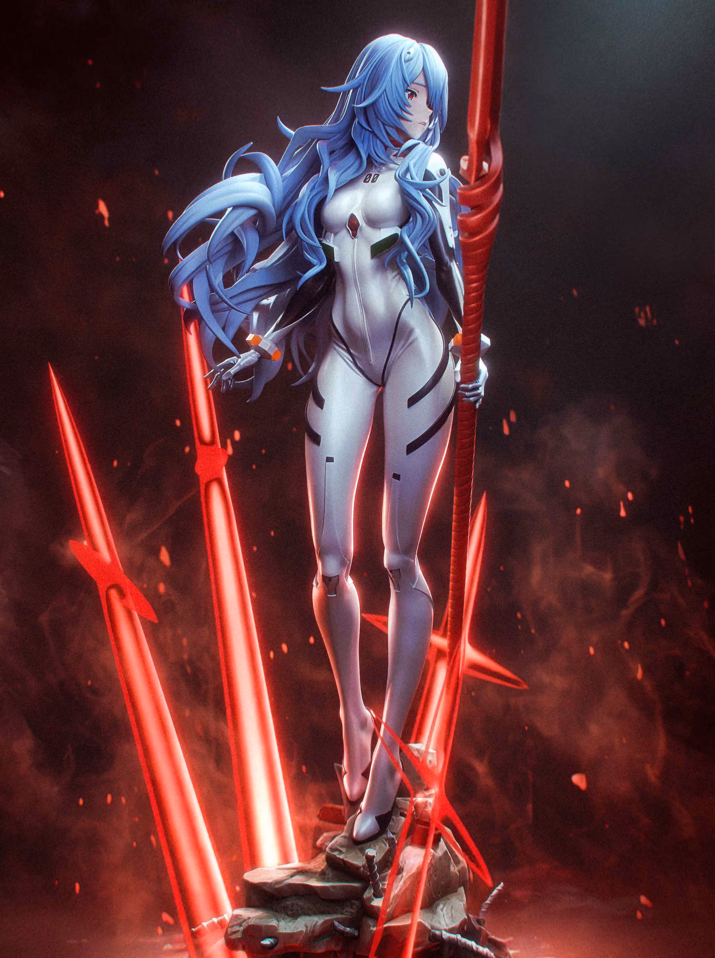 Ayanami Rei Statue | Evangelion Fan Art by Bulkamancer SFW 3d printed statue,3d printed,Ayanami Rei Statue,3d printed figure,Evangelion statue
