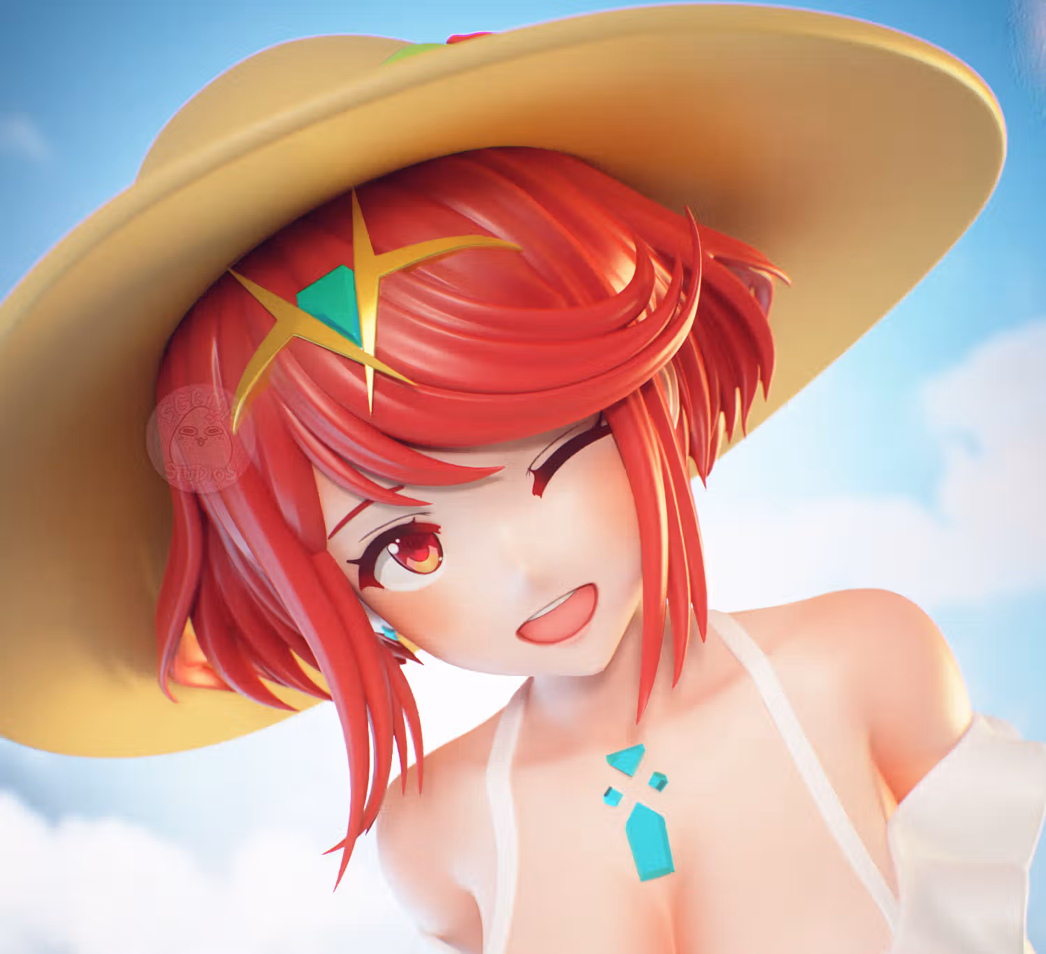 Pyra Statue | Xenoblade Fan Art by EggmaStudios SFW,NSFW 3d printed statue,3d printed,3d printed figure,Pyra Statue,Xenoblade Statue,nsfw statue