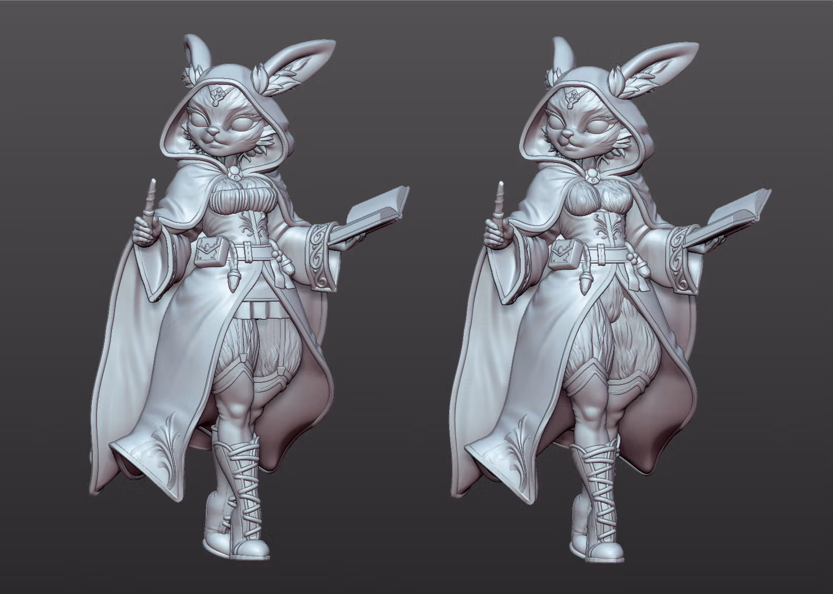 Mage Elowen Softpaw the Harengon Miniature | DnD Fan Art by Gaz Minis SFW 3d printed,miniature,dnd miniature,Mage Elowen Softpaw the Harengon,3d printed miniature