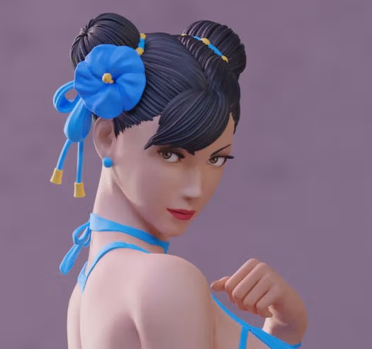 Chun-Li Bikini Statue | Street Fighter Fan Art by Abe3D SFW 3d printed statue,chun-li ,street fighter,3d printed figure,3d printed