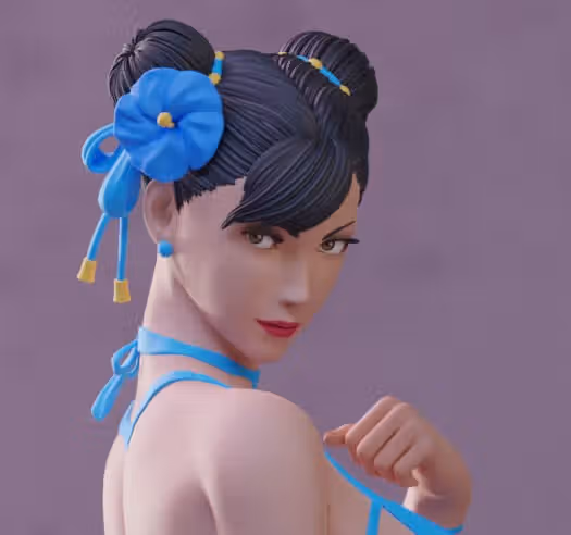 Chun-Li Bikini Statue | Street Fighter Fan Art by Abe3D SFW 3d printed statue,chun-li ,street fighter,3d printed figure,3d printed