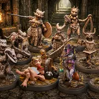 Kobold Team Miniature Pack | DnD Fan Art by Jigglystix SFW,NSFW 3d printed,miniature,dnd miniature,3d printed miniature,nsfw miniature,Kobold Girl Team