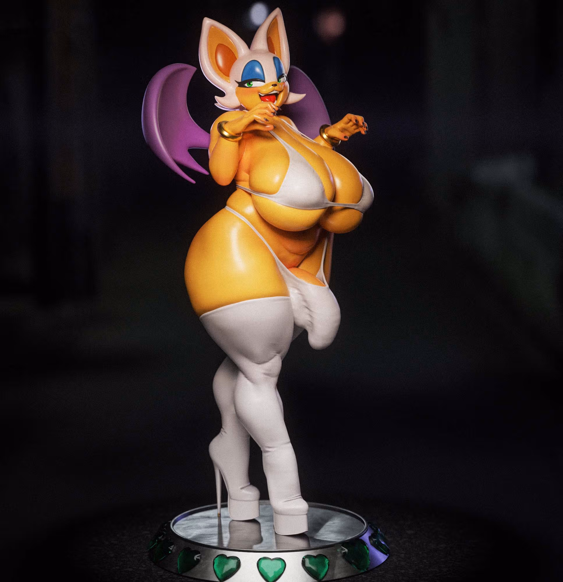 Statua Rouge Bikini Furry | Sonic the Hedgehog Fan art di Gatsu SFW,NSFW,Futa 3d printed statue,3d printed,nsfw statue,futa statue,Sonic the Hedgehog Statue,Rouge Bikini statue,futa figurines,futanari figurines,futanari statue,furry statue