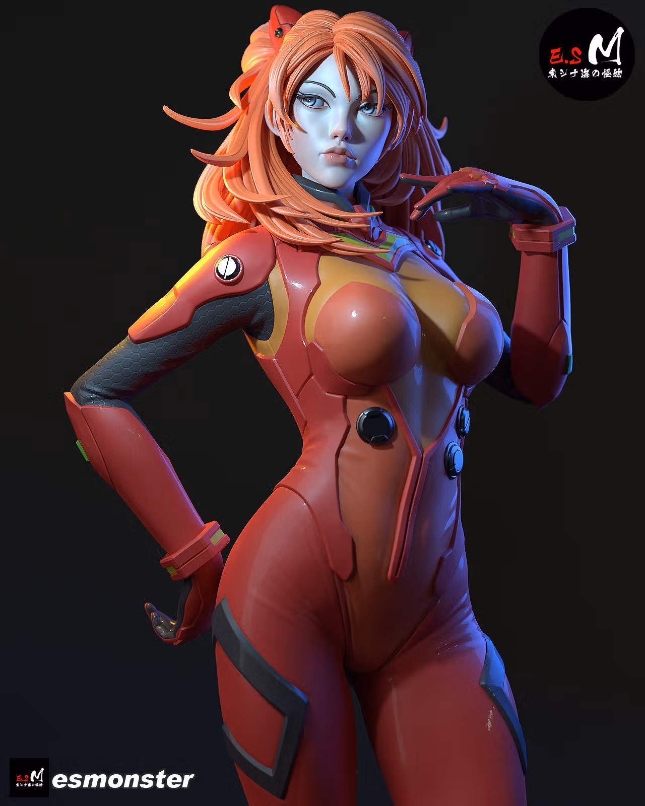Auska Statue | Evangelion Fan Art by E.S Monster SFW,NSFW 3d printed statue,3d printed,nsfw statue,3d printed figure,Auska Statue,Evangelion Statue