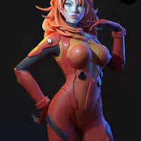 Auska Statue | Evangelion Fan Art by E.S Monster SFW,NSFW 3d printed statue,3d printed,nsfw statue,3d printed figure,Auska Statue,Evangelion Statue