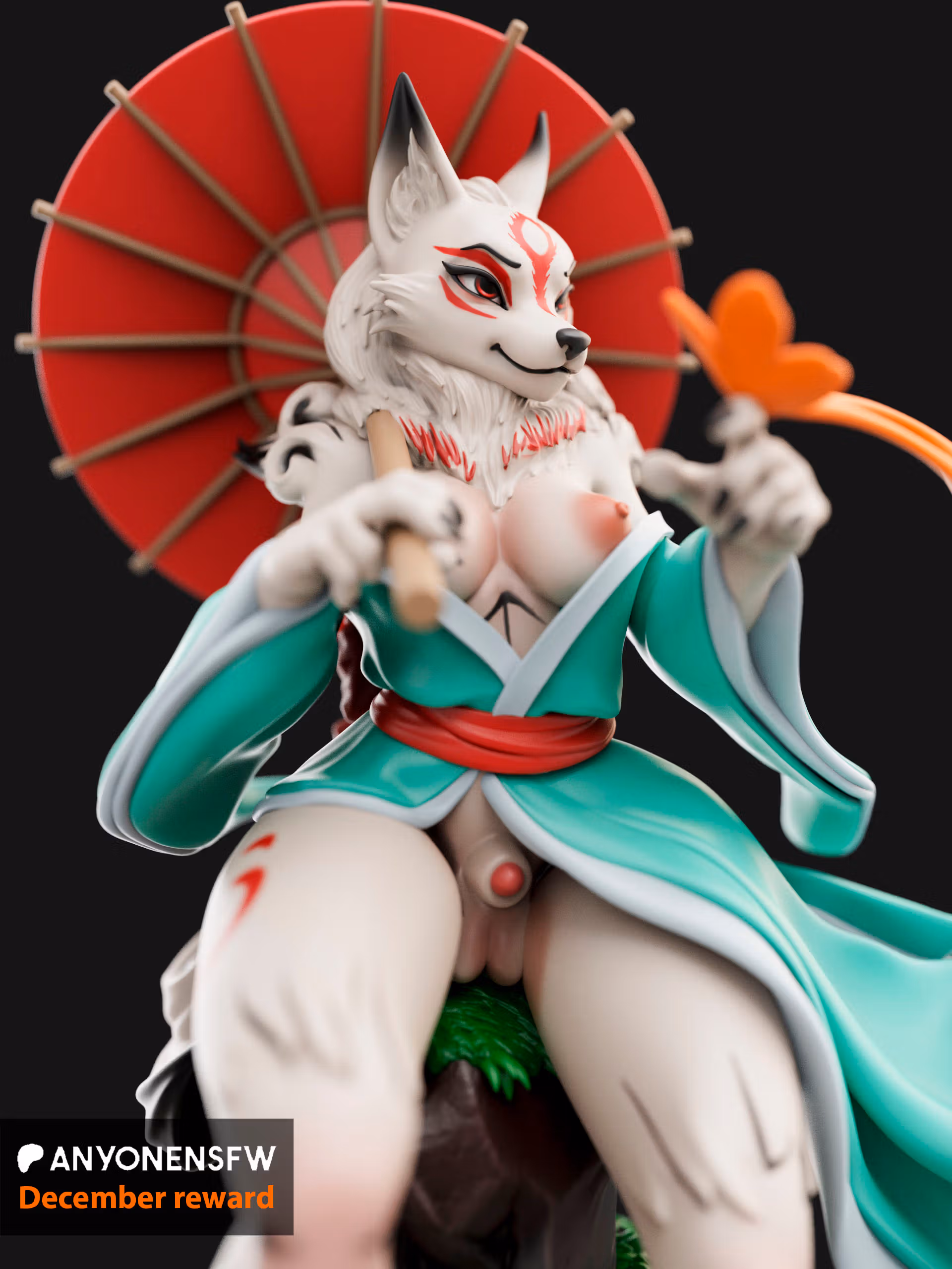 Amaterasu Wolf Girl Statue | Okami Fan Art by Anyonensfw SFW,NSFW,Futa 3d printed statue,3d printed,furry statue,Amaterasu Wolf,nsfw statue,futa statue,futa figurines,futanari figurines,futanari statue,3d printed figure